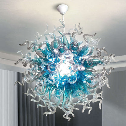 Modern Style Blown Glass Chandelier Silver Wave