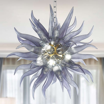 Modern Style Blown Glass Chandelier Luxe Grey