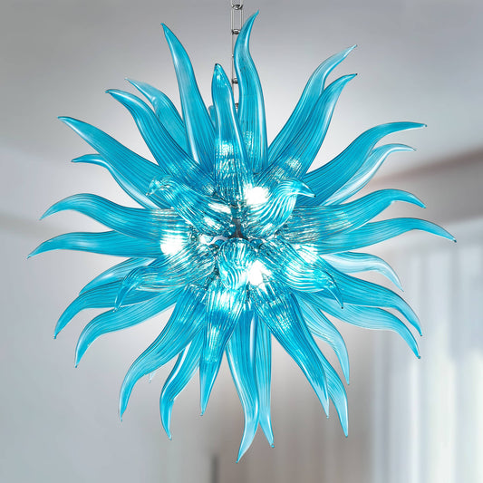 Modern Style Blown Glass Chandelier Aqua Pazzo