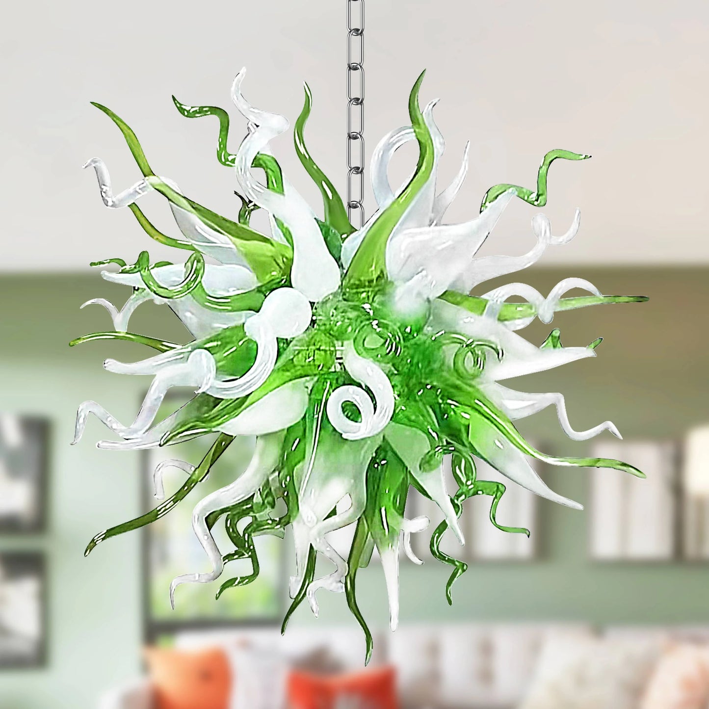 Modern Style Blown Glass Chandelier Cactus