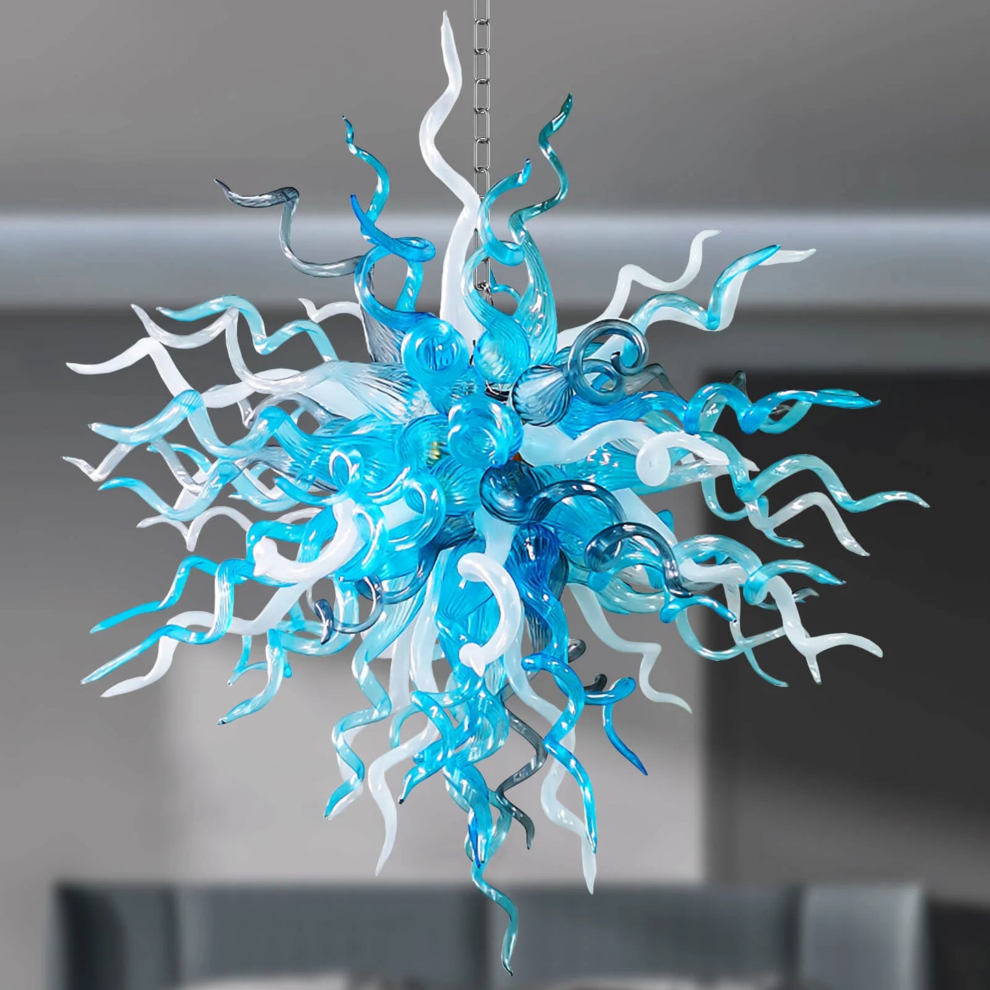 Modern Style Blown Glass Chandelier Skyline