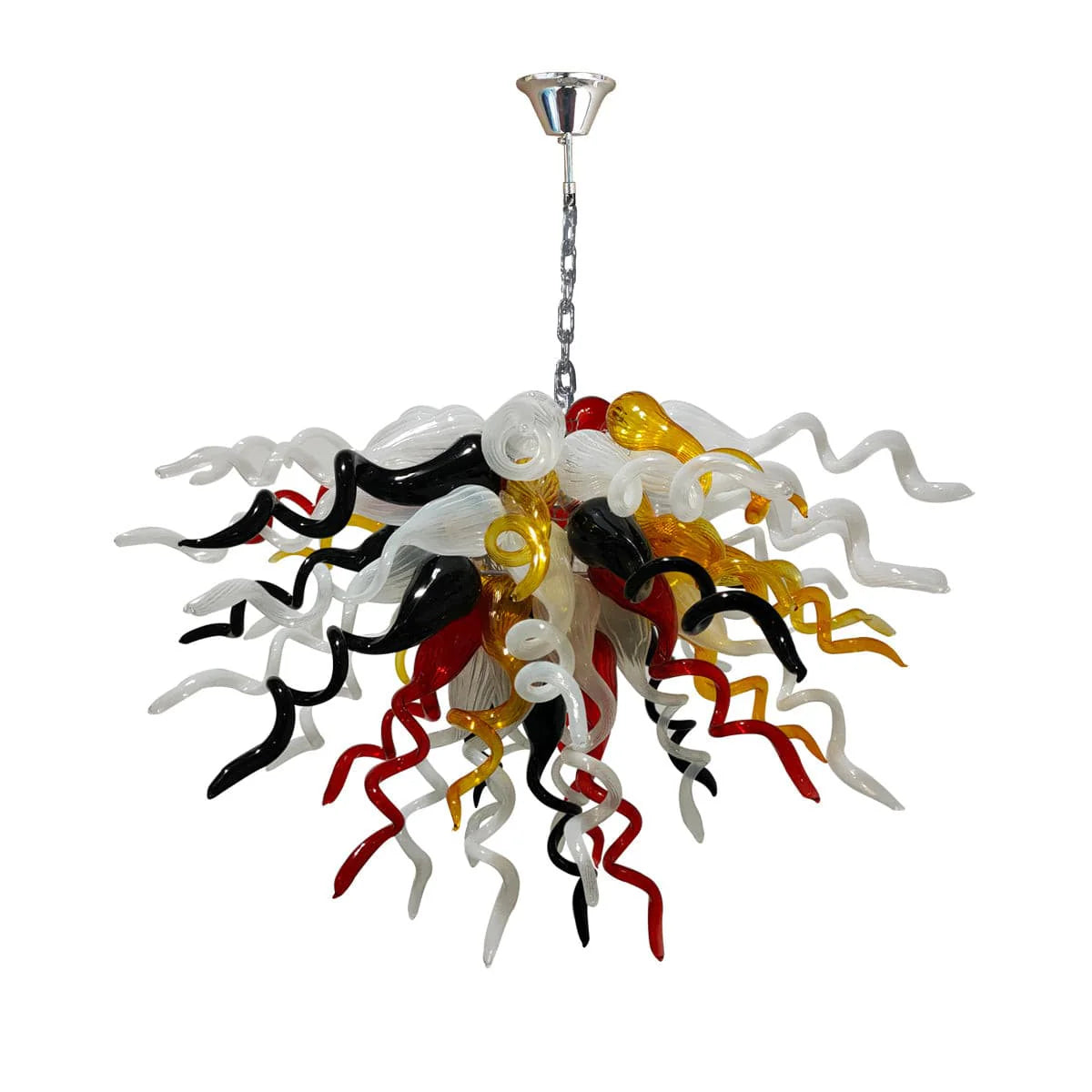 Modern Style Blown Glass Chandelier Crimson Gold