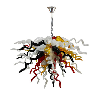 Modern Style Blown Glass Chandelier Crimson Gold