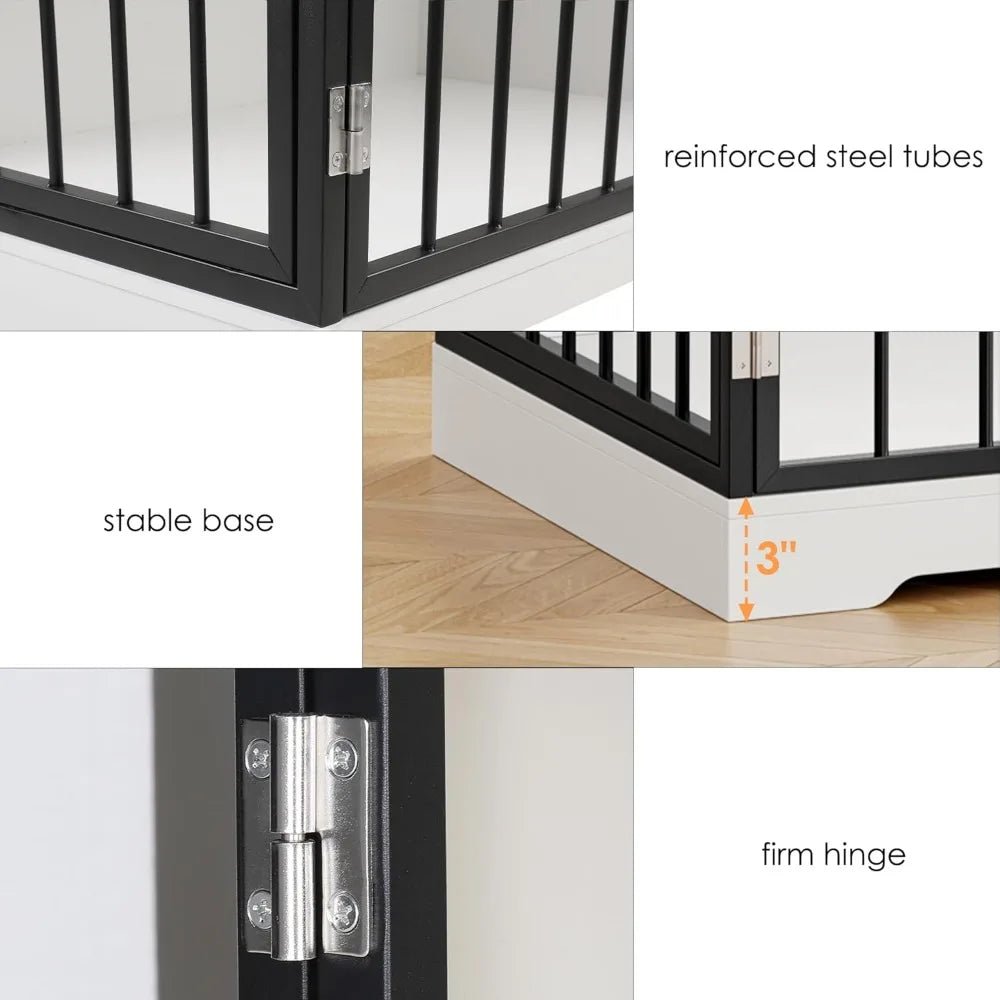 2 - in - 1 Wooden Dog Crate Furniture with Storage – End Table Kennel with Drawers & Double Doors - Melillo Enterprises