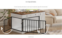 2 - in - 1 Wooden Dog Crate Furniture with Storage – End Table Kennel with Drawers & Double Doors - Melillo Enterprises