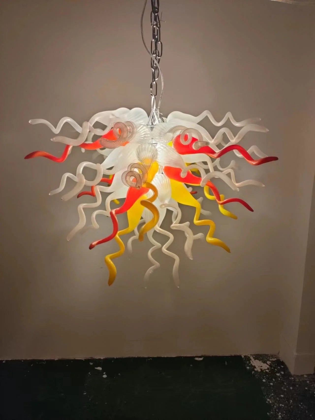 Modern Style Blown Glass Chandelier Grapefruit