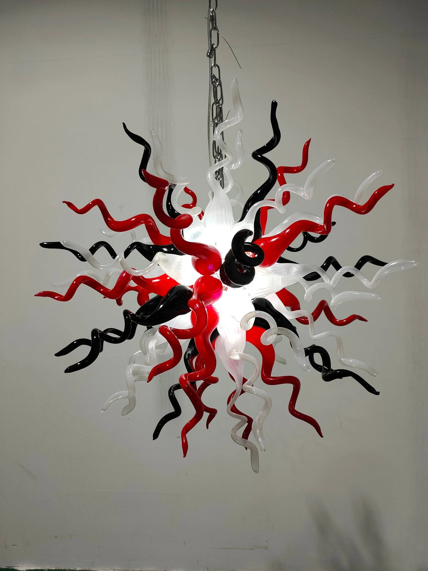 Modern Style Blown Glass Chandelier Black Swan