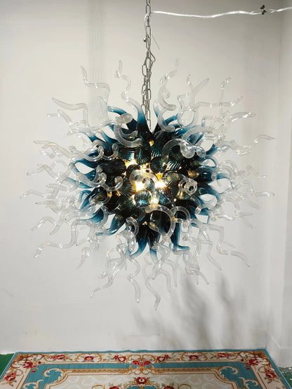 Modern Style Blown Glass Chandelier Navy Eclipse