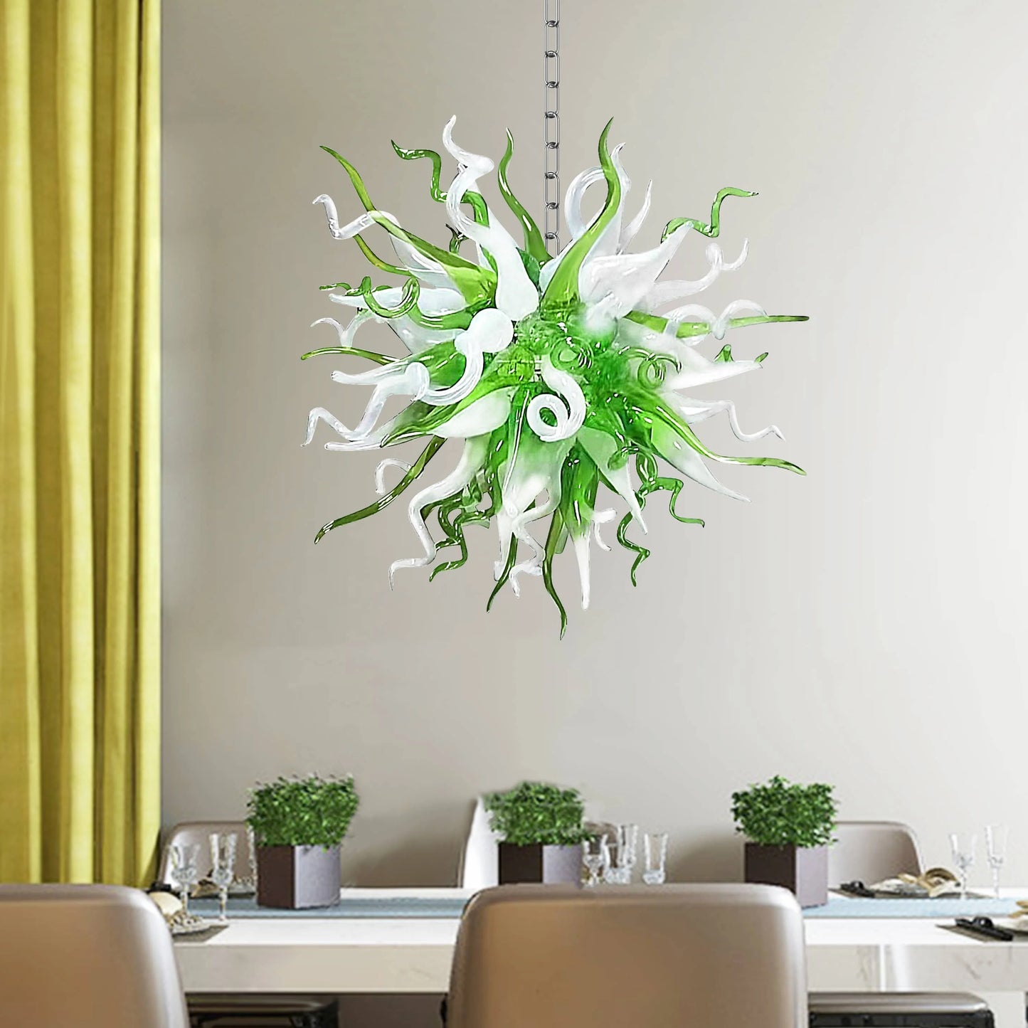 Modern Style Blown Glass Chandelier Cactus