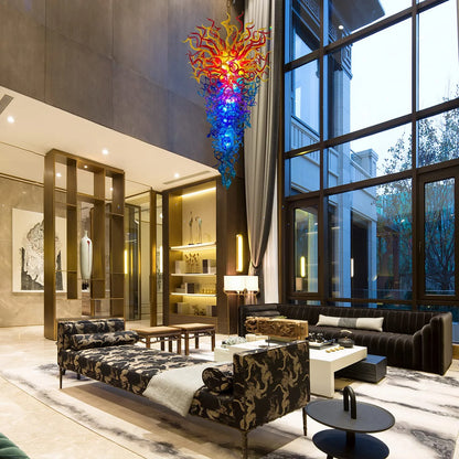 Modern Style Blown Glass Chandelier Fire & Ice