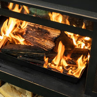 40 Inch Rectangular Outdoor Metal Wood Burning Fireplace with Log Storage and Poker - Melillo EnterprisesAll categories