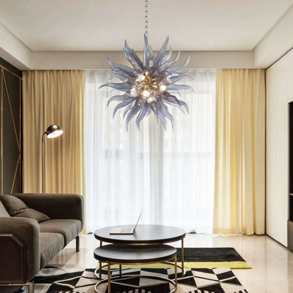 Modern Style Blown Glass Chandelier Luxe Grey