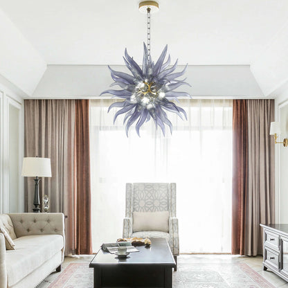 Modern Style Blown Glass Chandelier Luxe Grey