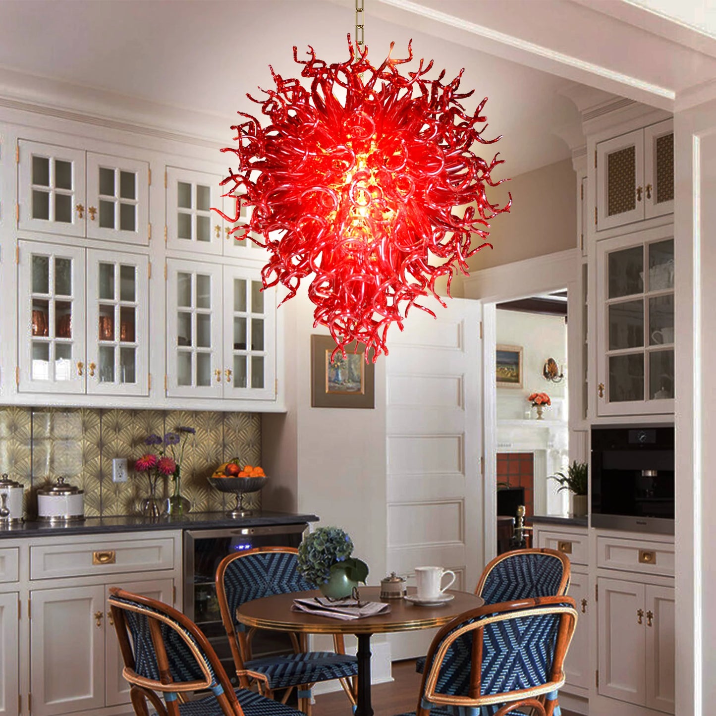 Modern Style Blown Glass Chandelier Cherry Bomb