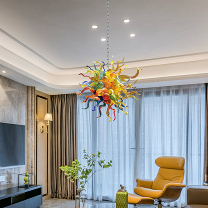 Modern Style Blown Glass Chandelier Polychrome