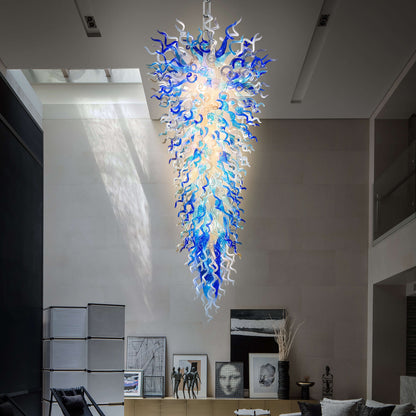 Modern Style Blown Glass Chandelier Blue Haven