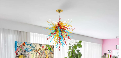 Modern Style Blown Glass Chandelier Starburst