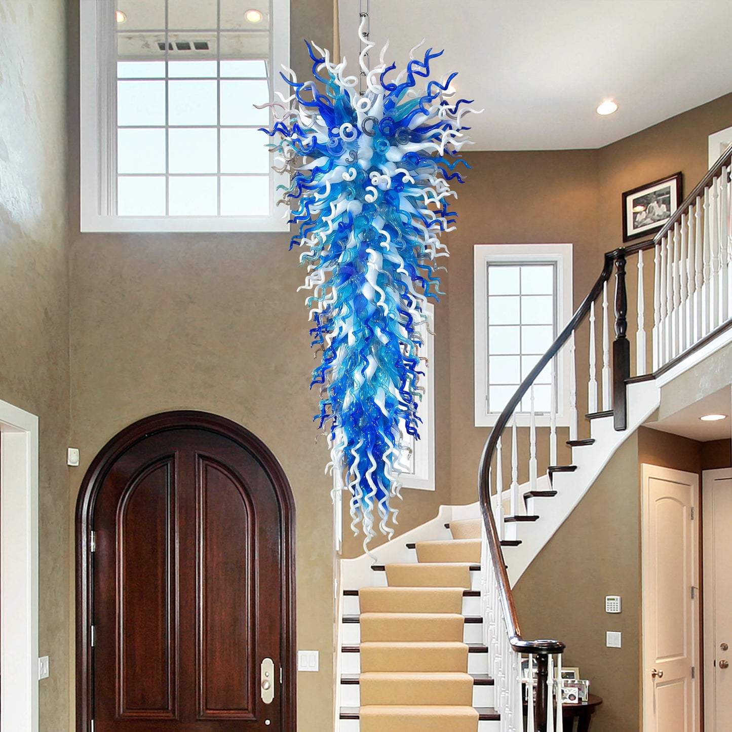 Modern Style Blown Glass Chandelier Blue Haven