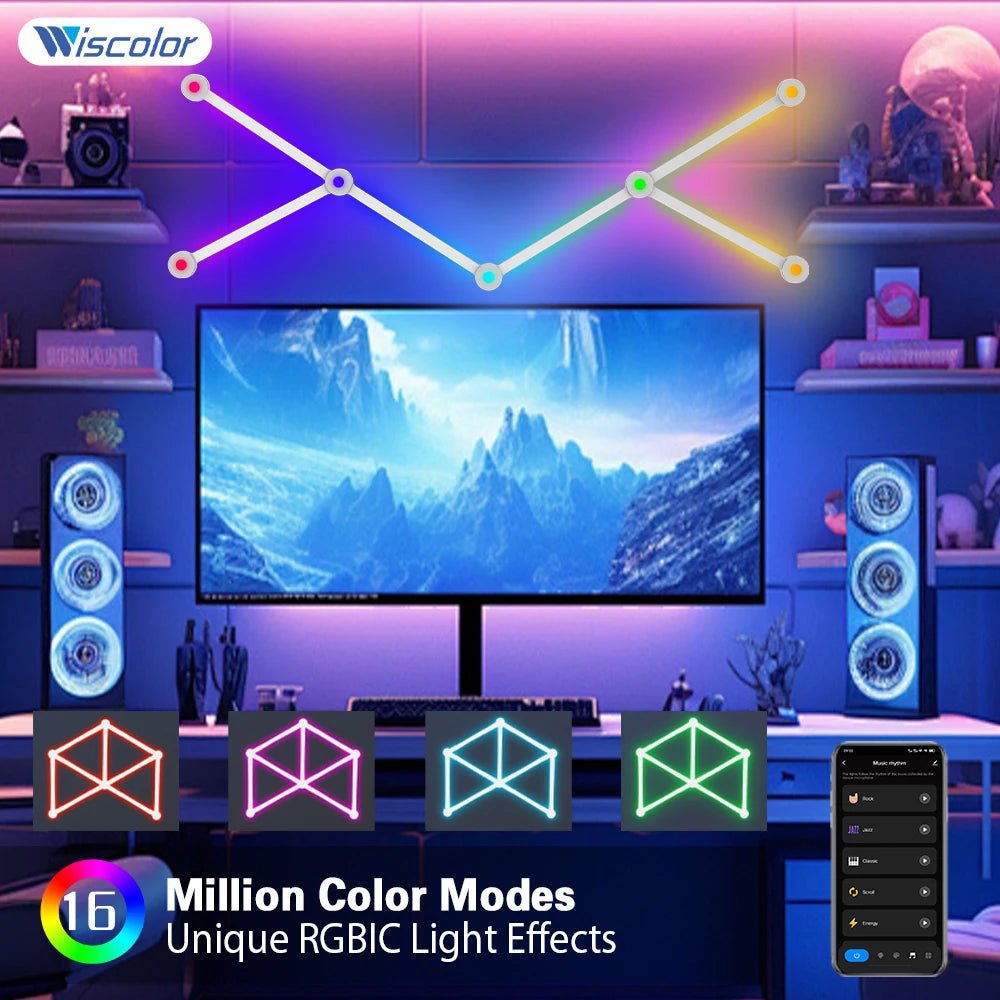 9 - Strip LED Wall Light – Smart, Dimmable, WiFi & Remote Control, Multi - Color - Melillo Enterprises