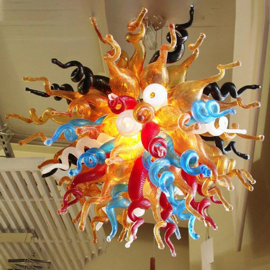 Modern Style Blown Glass Chandelier Multi-Color