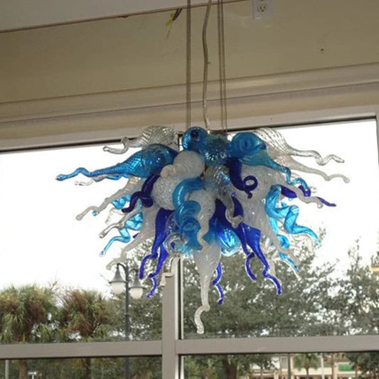 Modern Style Blown Glass Chandelier Winter Sky