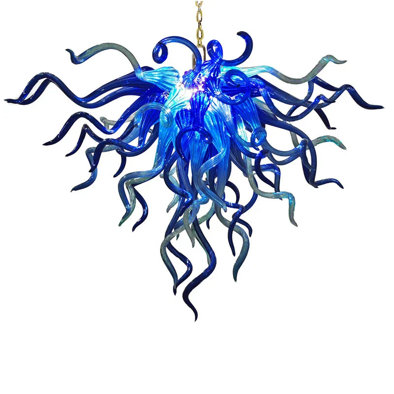 Modern Style Blown Glass Chandelier Black Sapphire