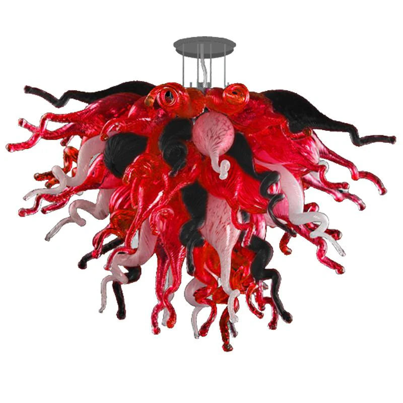 Modern Style Blown Glass Chandelier Red Spray