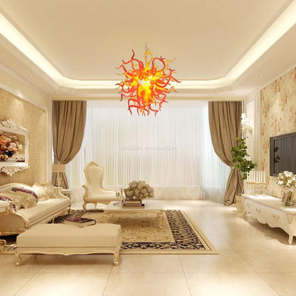 Modern Style Blown Glass Chandelier Sun Flare