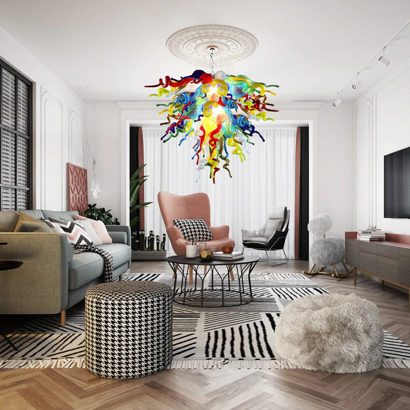 Modern Style Blown Glass Chandelier Royale Prism