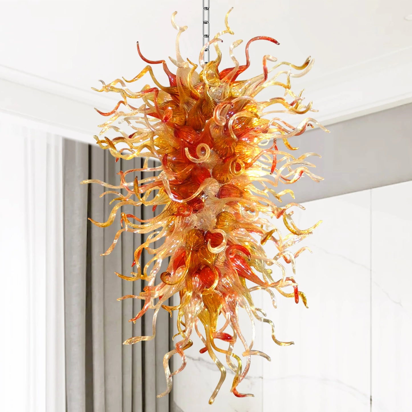 Modern Style Blown Glass Maple Flame