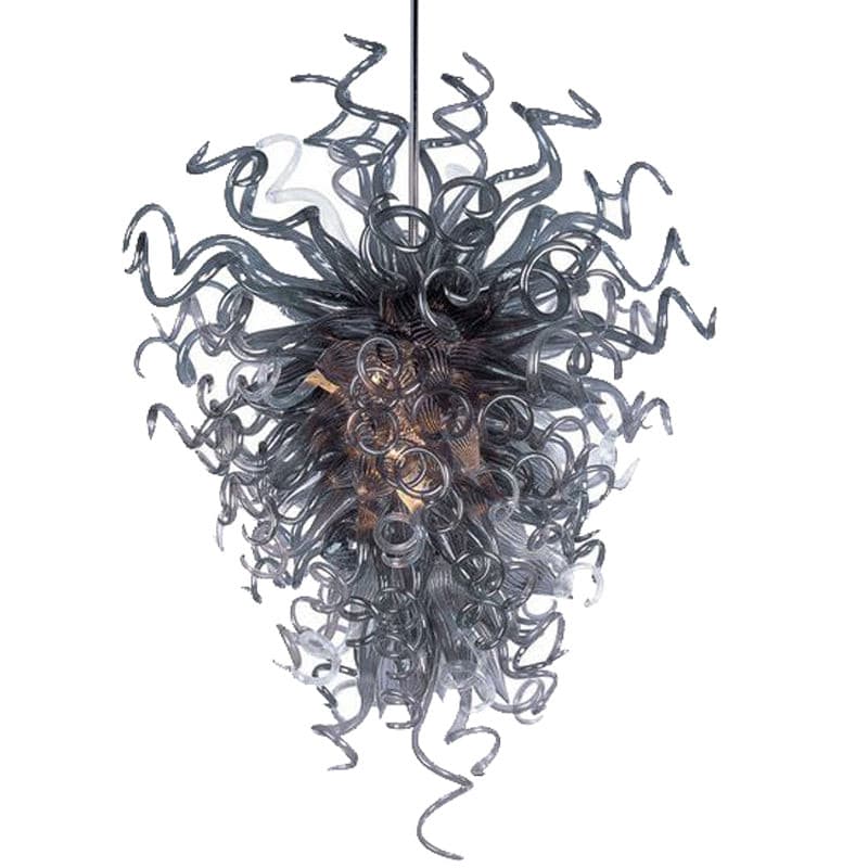 Modern Style Blown Glass Chandelier Silver Shadow