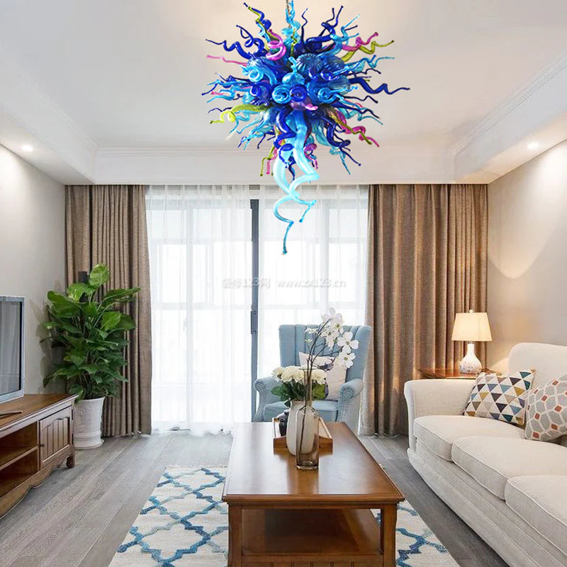 Modern Style Blown Glass Chandelier Coral Reef