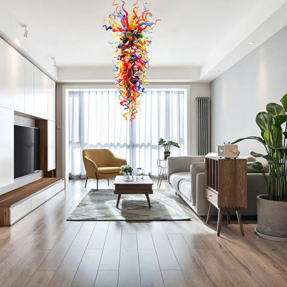 Modern Style Blown Glass Chandelier Chromatic Mirage