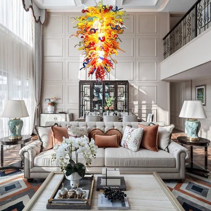 Modern Style Blown Glass Chandelier Color Rush