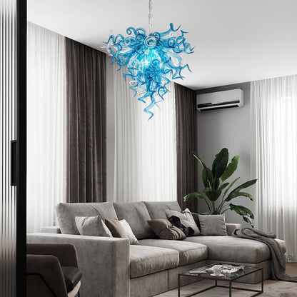 Modern Style Blown Glass Chandelier Blue Horizon