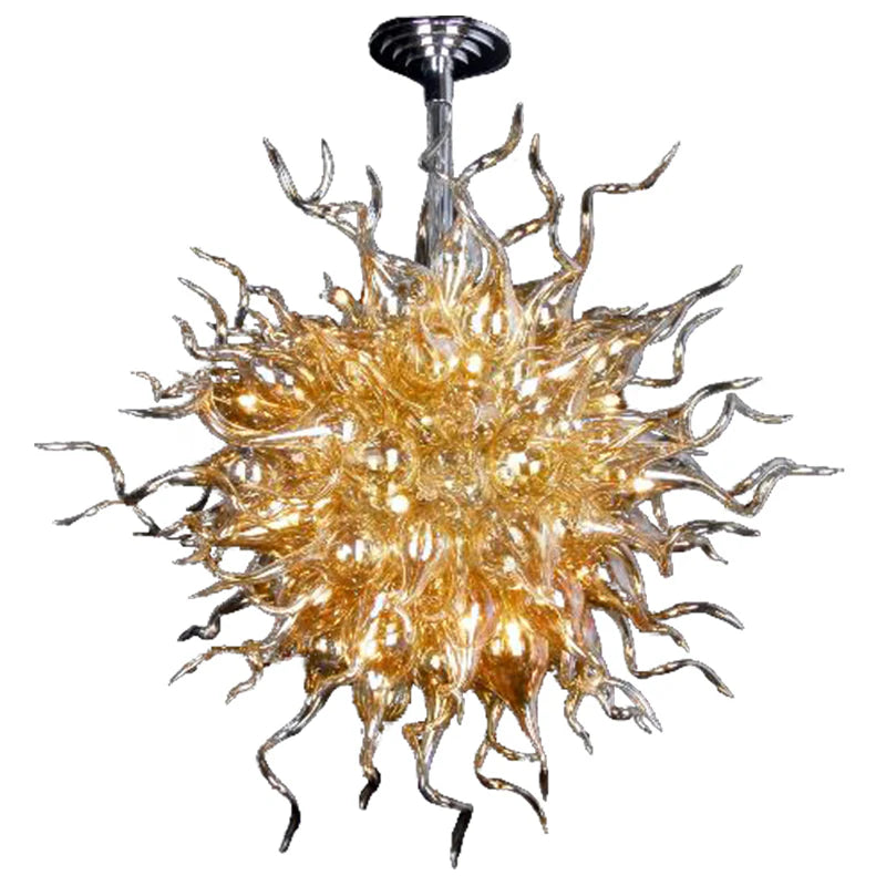 Modern Style Blown Glass Chandelier Opulent Gold