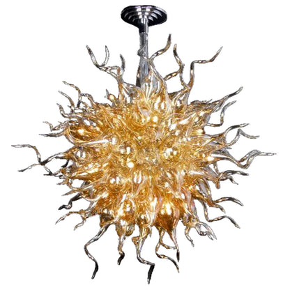 Modern Style Blown Glass Chandelier Opulent Gold