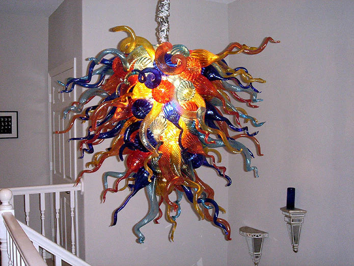 Modern Style Blown Glass Chandelier Orange Sky