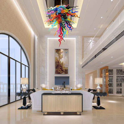 Modern Style Blown Glass Chandelier Multi Colored