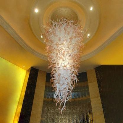 Modern Style Blown Glass Chandelier Ivory & Amber