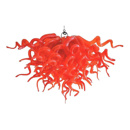 Modern Style Blown Glass Chandelier Raspberry