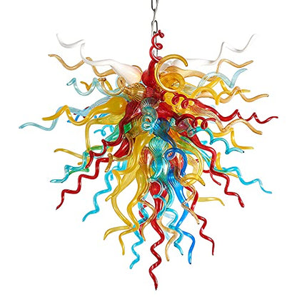 Modern Style Blown Glass Chandelier Starburst