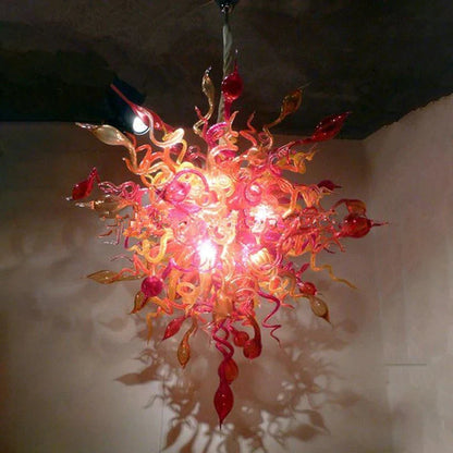 Modern Style Blown Glass Chandelier Red Rose