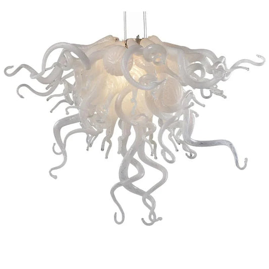 Modern Style Blown Glass Chandelier White Luxe