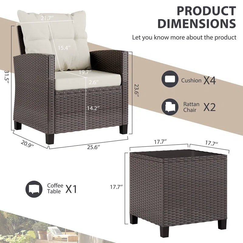 Arlayne 2 - Person Outdoor Rattan Patio Set with Cushions - Melillo EnterprisesAll categories