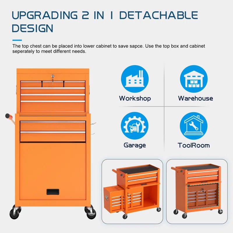 Backsten 13" W 8 - Drawer Steel Combination Toolbox Set with Wheels - Melillo EnterprisesAll categories