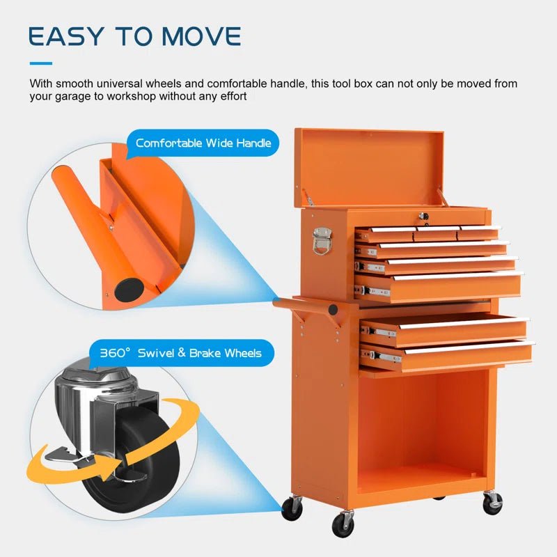 Backsten 13" W 8 - Drawer Steel Combination Toolbox Set with Wheels - Melillo EnterprisesAll categories