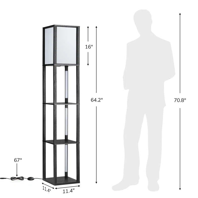 Catara 64.2'' Black LED Dimmable Column Floor Lamp with Shelves - Melillo EnterprisesAll categories
