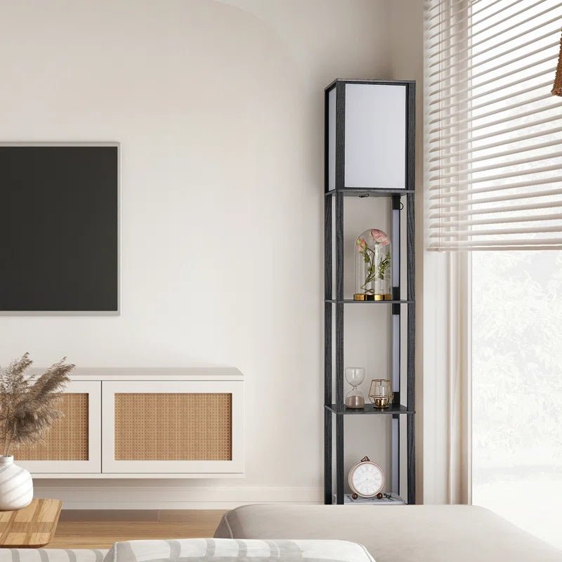 Catara 64.2'' Black LED Dimmable Column Floor Lamp with Shelves - Melillo EnterprisesAll categories