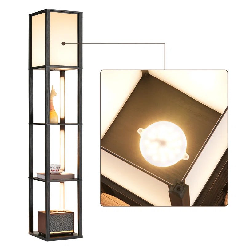 Catara 64.2'' Black LED Dimmable Column Floor Lamp with Shelves - Melillo EnterprisesAll categories